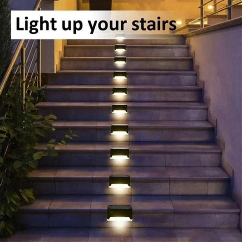 4Pcs Solar Deck Lights Outdoor Step Lights for Railing Stairs Step Fence Yard Patio and Pathway