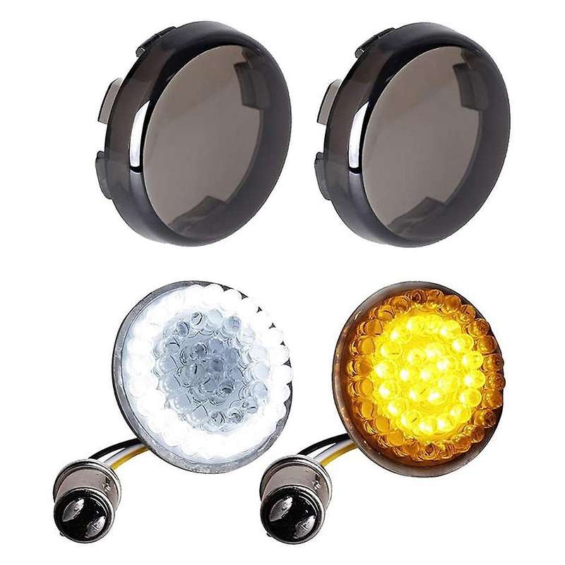 4PCS Smoked Front Turn Signals LED Lights Panel Motorcycle 1157 Insert Kit for Road Street Glide