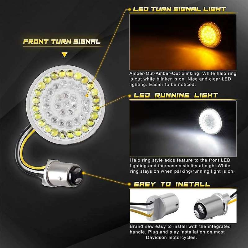 4PCS Smoked Front Turn Signals LED Lights Panel Motorcycle 1157 Insert Kit for Road Street Glide