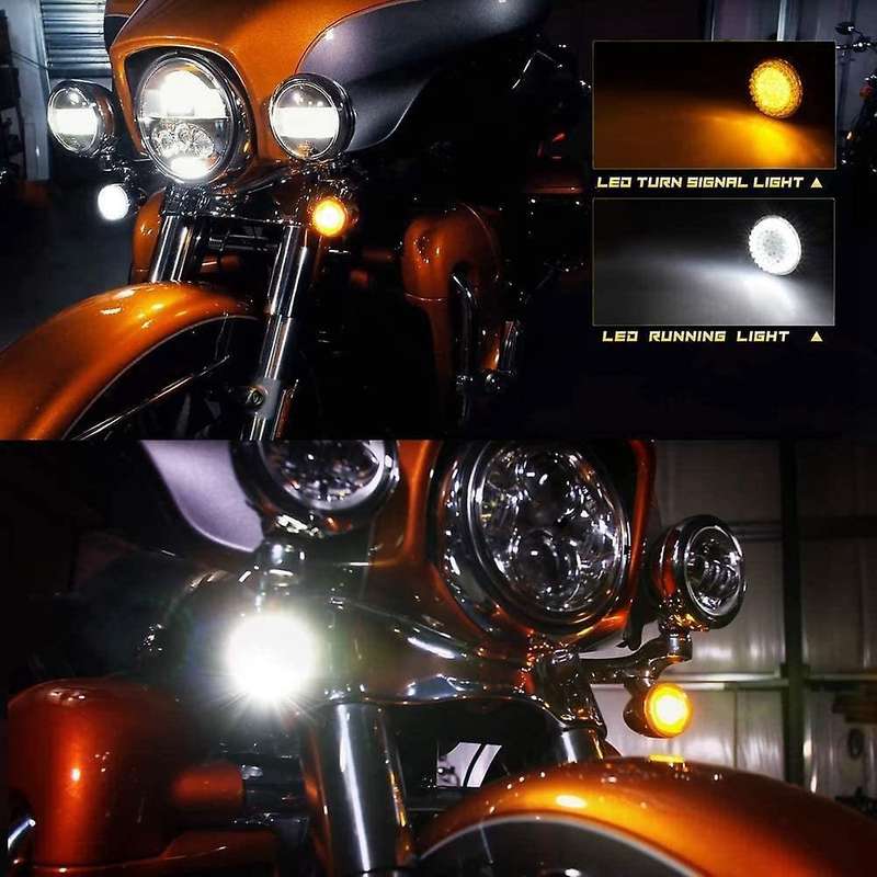 4PCS Smoked Front Turn Signals LED Lights Panel Motorcycle 1157 Insert Kit for Road Street Glide