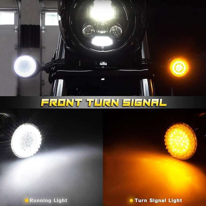 4PCS Smoked Front Turn Signals LED Lights Panel Motorcycle 1157 Insert Kit for Road Street Glide