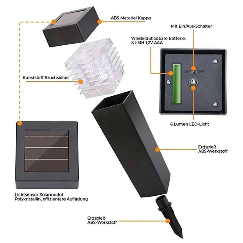 4pcs Solar Powered Solar-powered De-icing Light, Solar Outdoor De-icing Light, Solar Ground Plug-in
