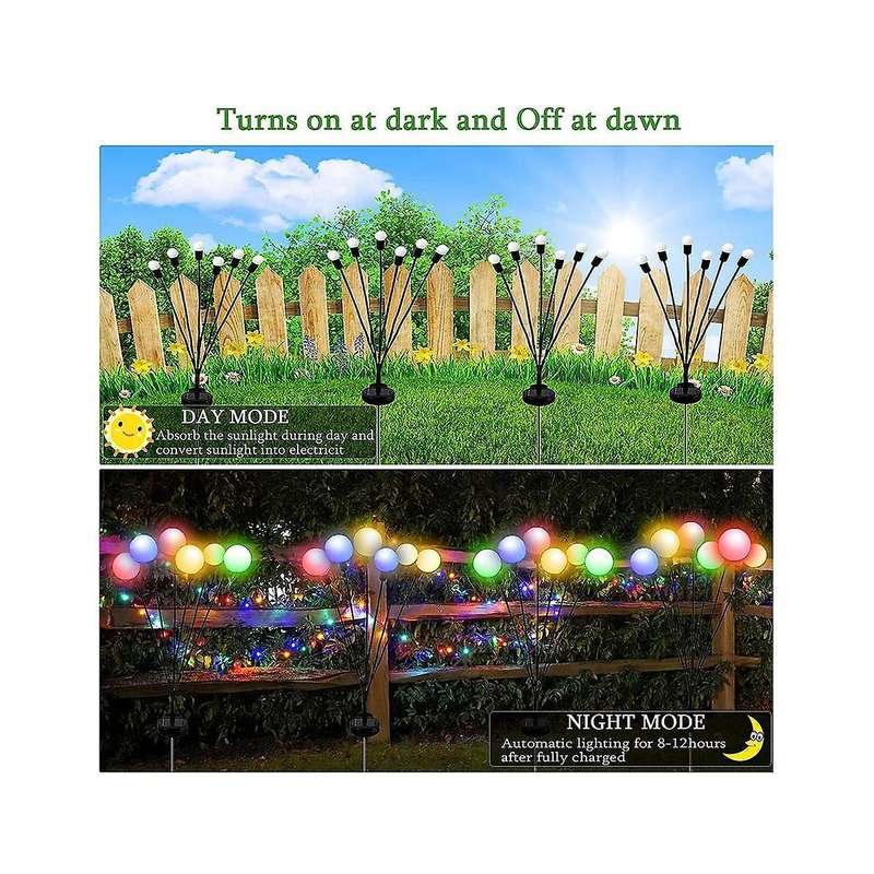 4pcs Solar Garden Lights Solar Swaying Light, Sway By Wind, Solar Outdoor Lights, 6led for Yard Pati