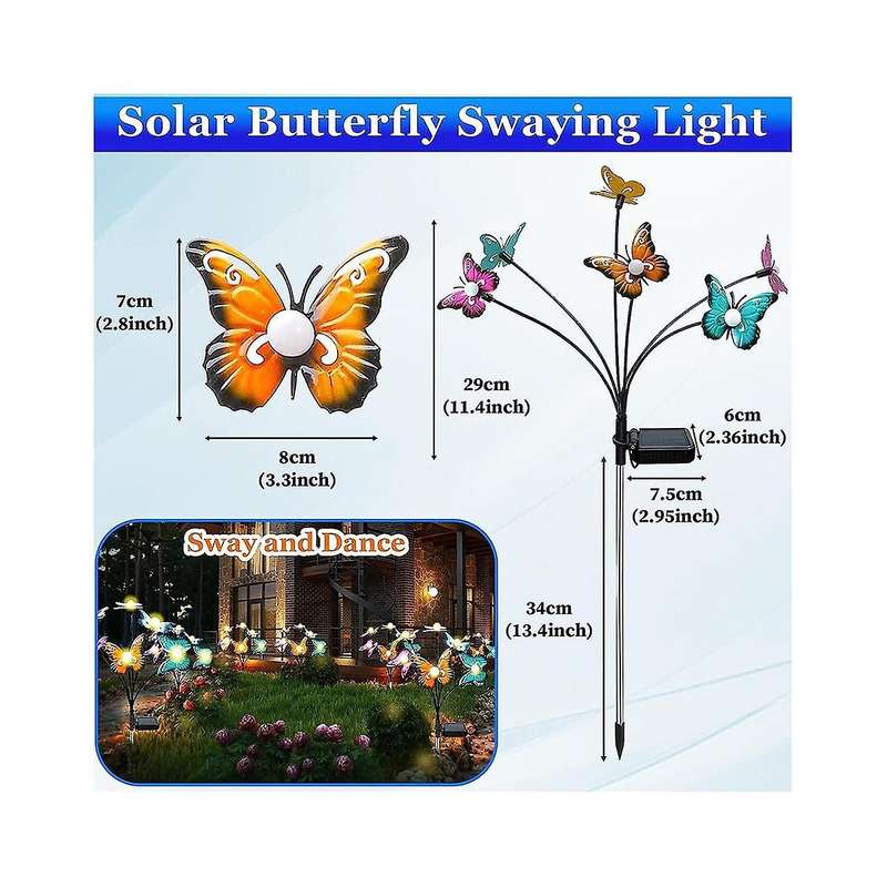 4pcs Solar Garden Lights Solar Swaying Light, 6led Sway By Wind, Outdoor Lights for Yard Patio Decor