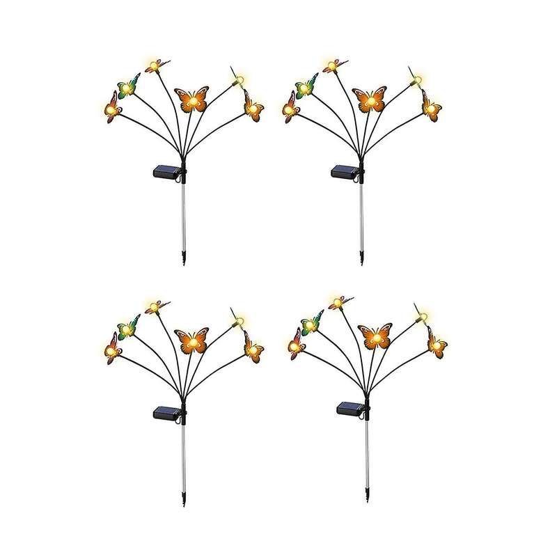 4pcs Solar Garden Lights Solar Swaying Light, 6led Sway By Wind, Outdoor Lights for Yard Patio Decor