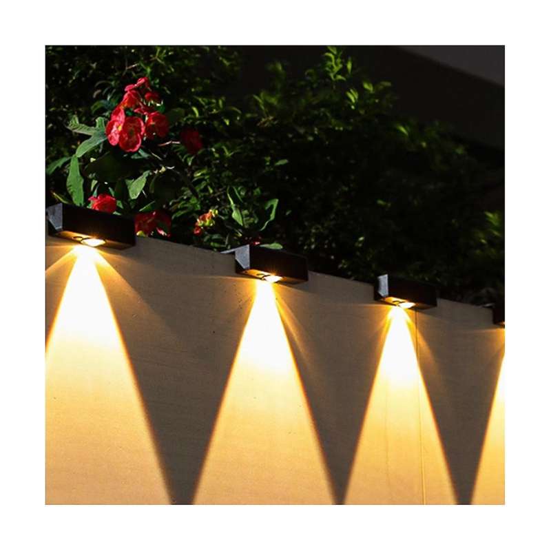 4pcs Solar Wall Light Sunlight Garden Fence Lamp Led Waterproof Solar Stair and Down Courtyard Stre