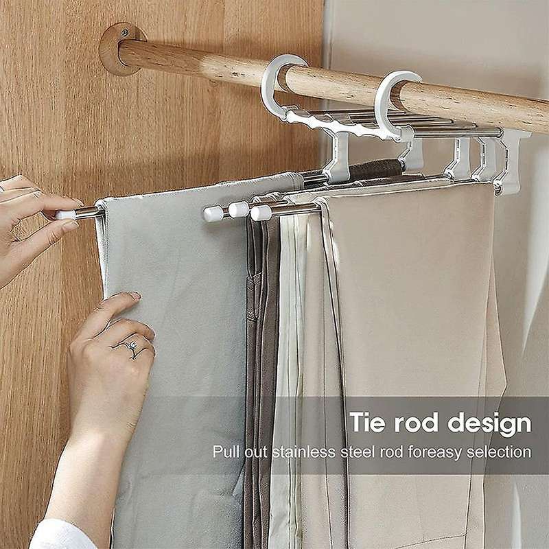 4Pcs Space Saving Pants Hangers Multifunctional Smart Closet Organizer Wardrobe Trousers Cascading H