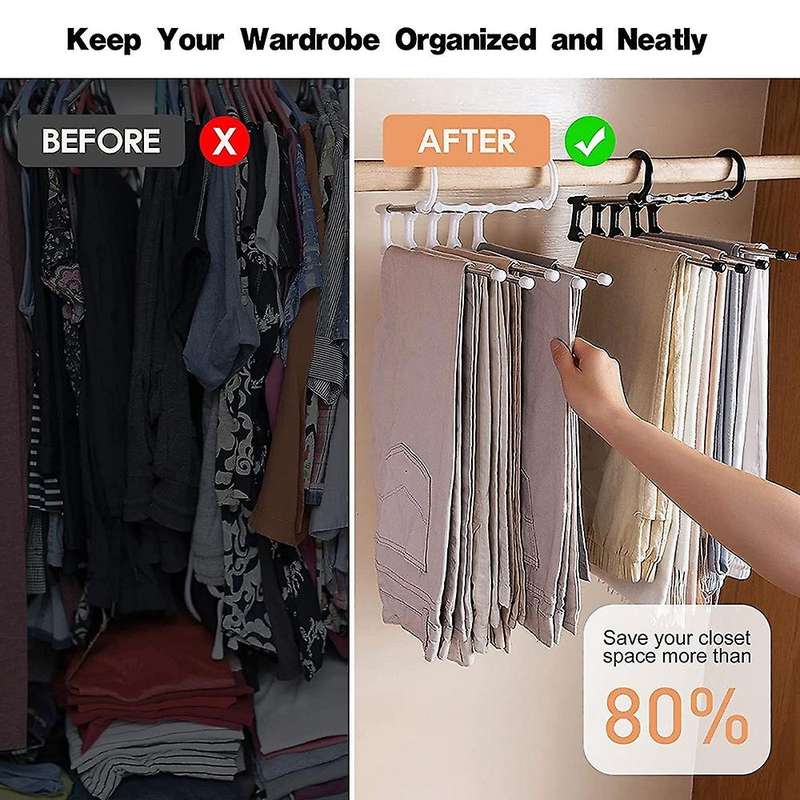 4Pcs Space Saving Pants Hangers Multifunctional Smart Closet Organizer Wardrobe Trousers Cascading H