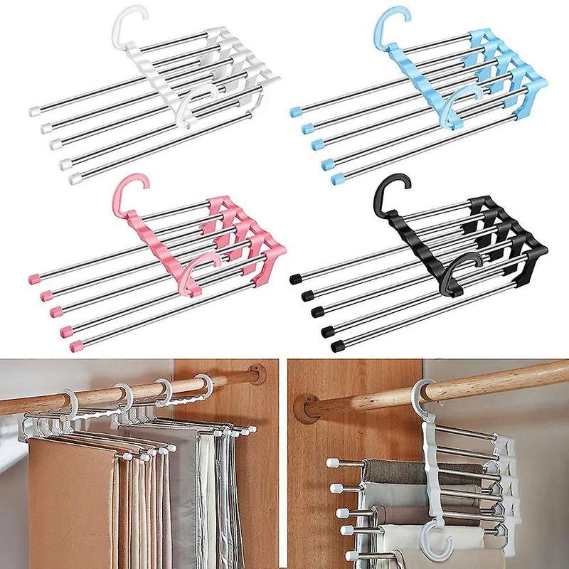 4Pcs Space Saving Pants Hangers Multifunctional Smart Closet Organizer Wardrobe Trousers Cascading H