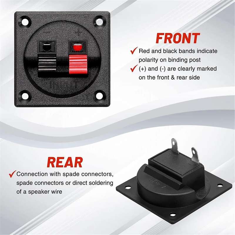 4PCS Speaker Box Terminal Cup, Spring Square Subwoofer Box Terminal Binding Post Connector for DIY