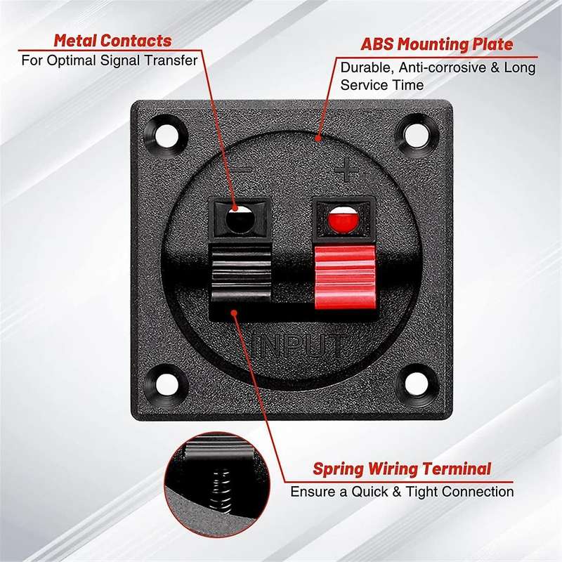 4PCS Speaker Box Terminal Cup, Spring Square Subwoofer Box Terminal Binding Post Connector for DIY