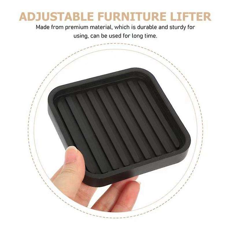 4pcs Square Rubber Furniture Caster Cups Anti-sliding Furniture Pads Bed Stopper Floor Protectors