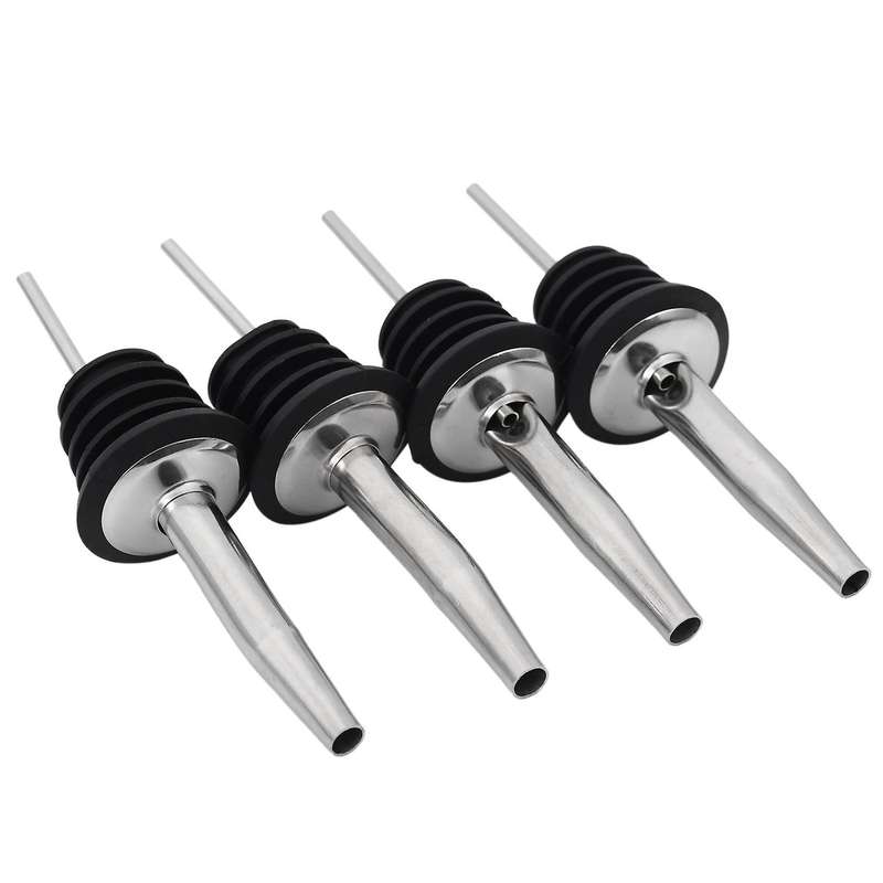 4Pcs Stainless Steel Whisky Liquor Oil Wine Bottle Pourer