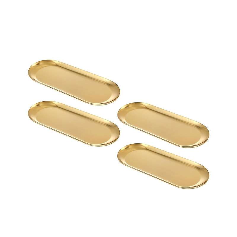 4pcs Stainless Steel Decorative Tray, Bathroom Vanity Tray for Dresser Counter, Kitchen Sink Tray F