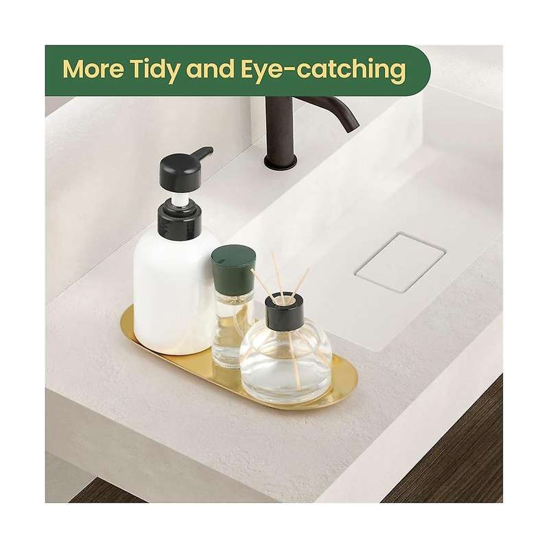 4pcs Stainless Steel Decorative Tray, Bathroom Vanity Tray for Dresser Counter, Kitchen Sink Tray F