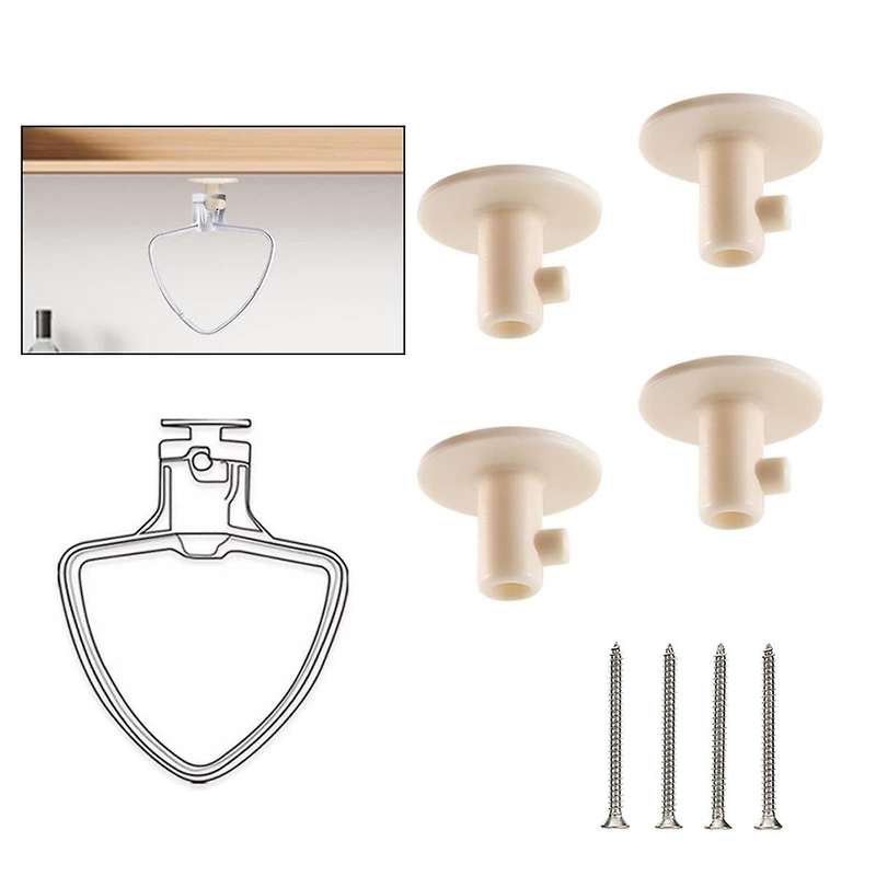 4Pcs Stand Mixer Holders, Kitchen Storage Organizer with Screw-In Mixer Attachments Organizer
