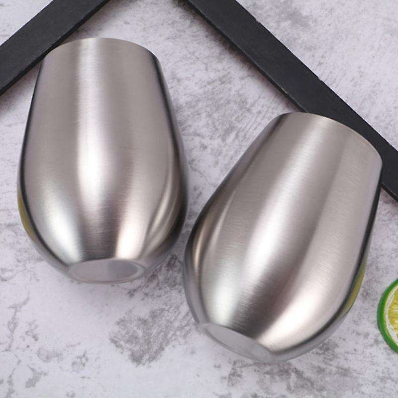 4PCS Stainless Steel Stemless Wine Glasses Kitchen Bar Unbreakable Metal Drink Cups for Indoor & Out
