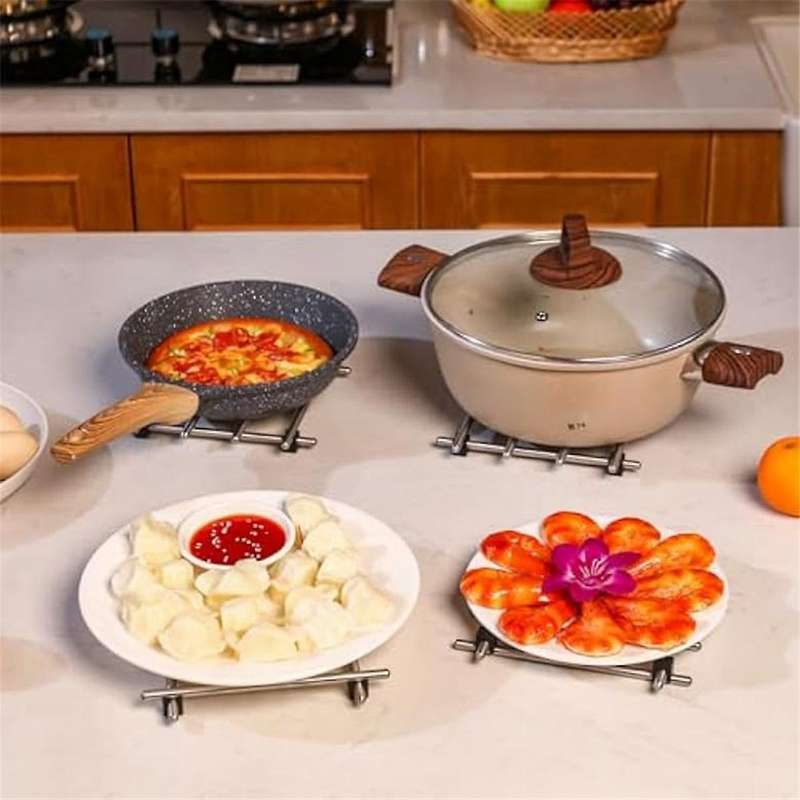 4Pcs Stainless Steel Trivet for Pots and Pans Pot Trivets Cooling Racks for Hot Pads Cooking and Bak