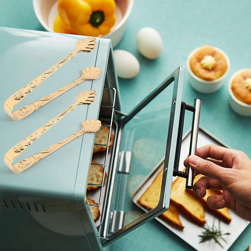 4pcs Stainless Steel Ice Square Clips Sugar Tongs Foods Bbq Clips Ice Clamp Tool Bar Kitchen Servin