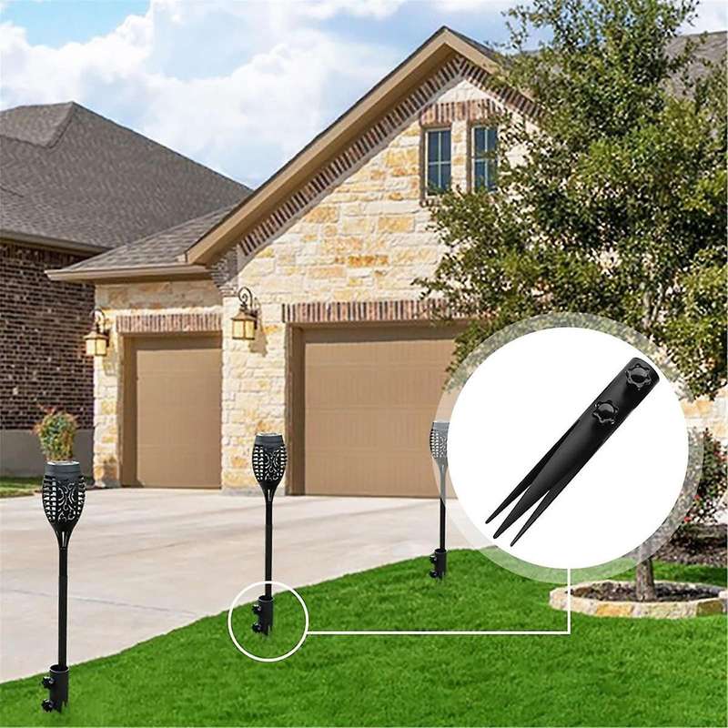 4Pcs Steel Torch Stakes,Garden Stakes for Outdoor Lights,Metal Ground Spike Replacement Stakes for S