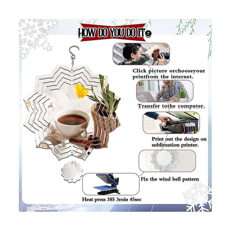 4pcs Sublimation Wind Spinner Blanks 8 Inch 3d Wind Spinners Multi-hanging Wind Spinners for Outdoo