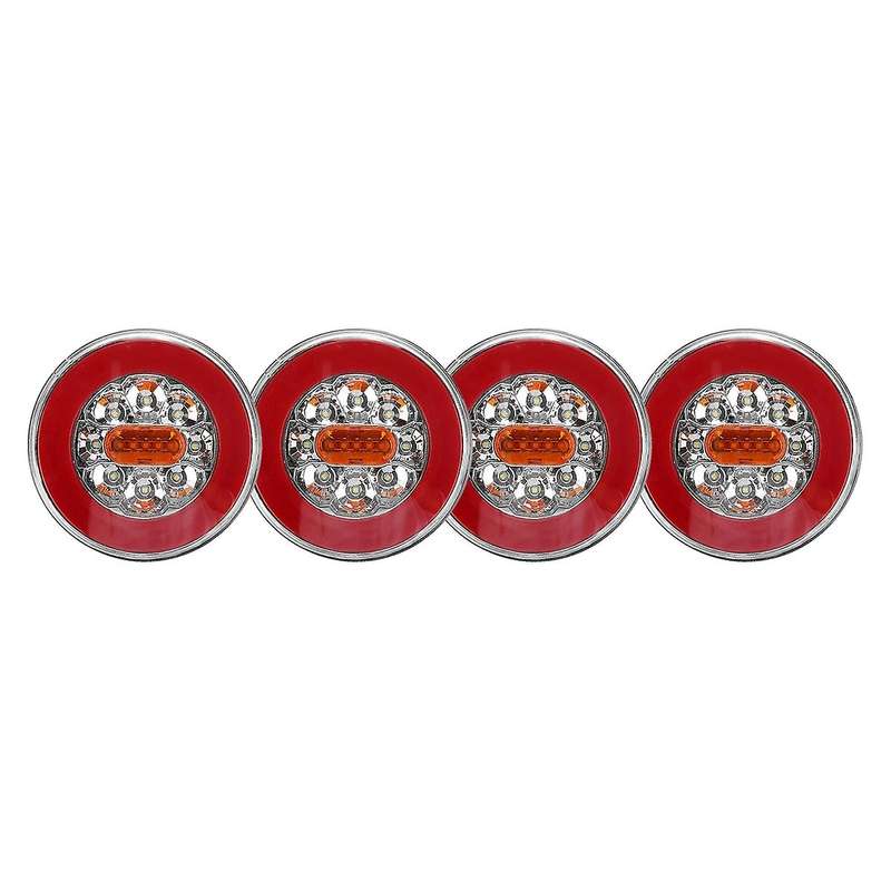 4PCS Truck LED Tail Light 12-24V 4-in-1 Trailer Dynamic Tail Light LED Brake Signal Light for Car Tr