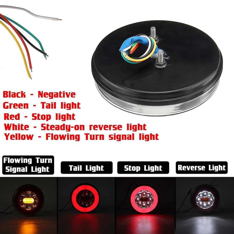 4PCS Truck LED Tail Light 12-24V 4-in-1 Trailer Dynamic Tail Light LED Brake Signal Light for Car Tr