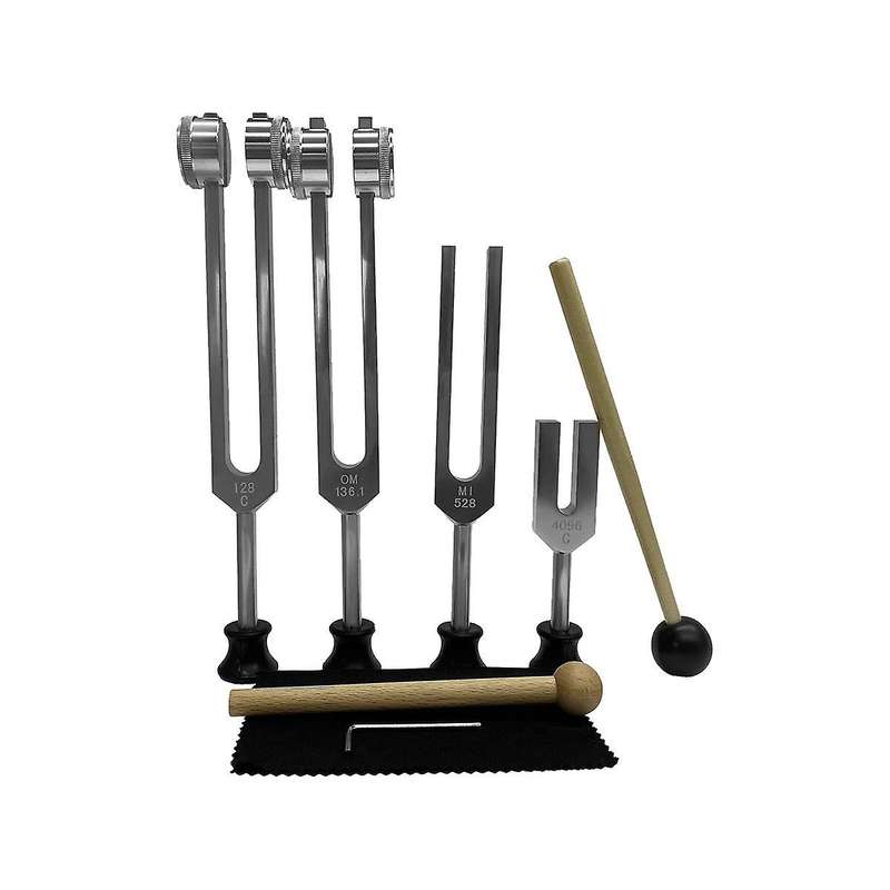 4pcs Tuning Fork Set (4096c, Mi528, 128c, Om136.1) for Solfeggio,for Chakra,sound Therapy,reliever