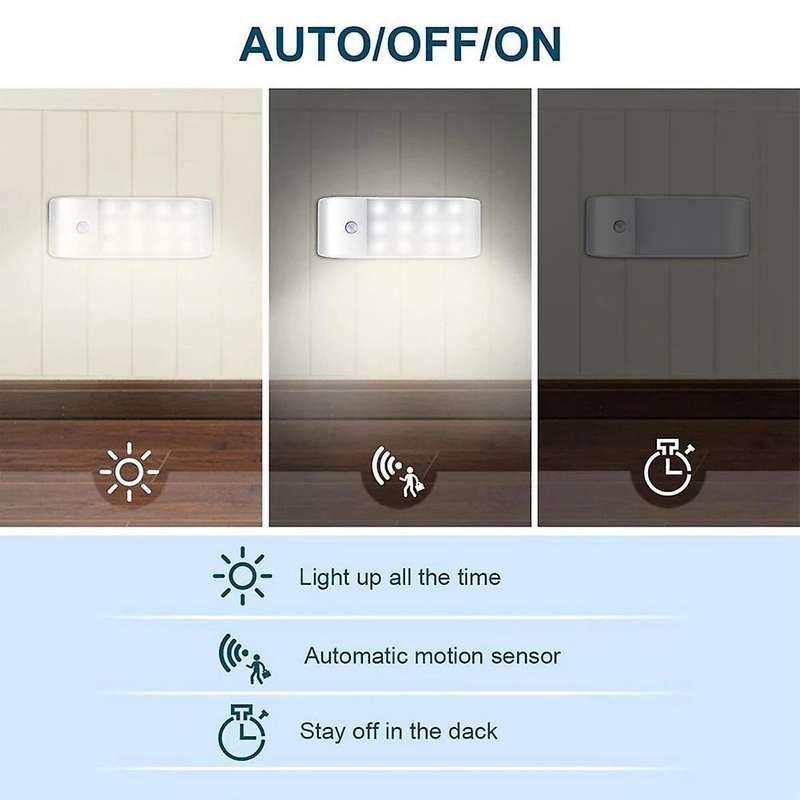 4Pcs Under Cabinet Lights Kitchen Lighting IR Motion Sensor 12LEDS Night Lights USB Rechargeable Sta