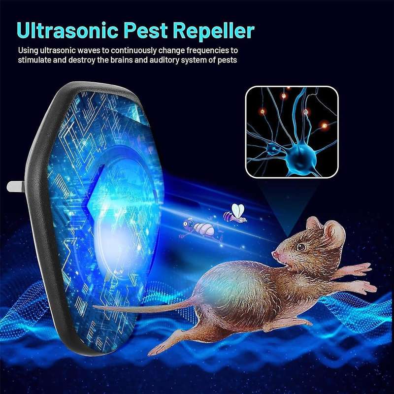 4PCS Ultrasonic Repeller,Mouse Repellent Indoor Ultrasonic Plug in for Roach, Rodent, Mouse, Bugs,