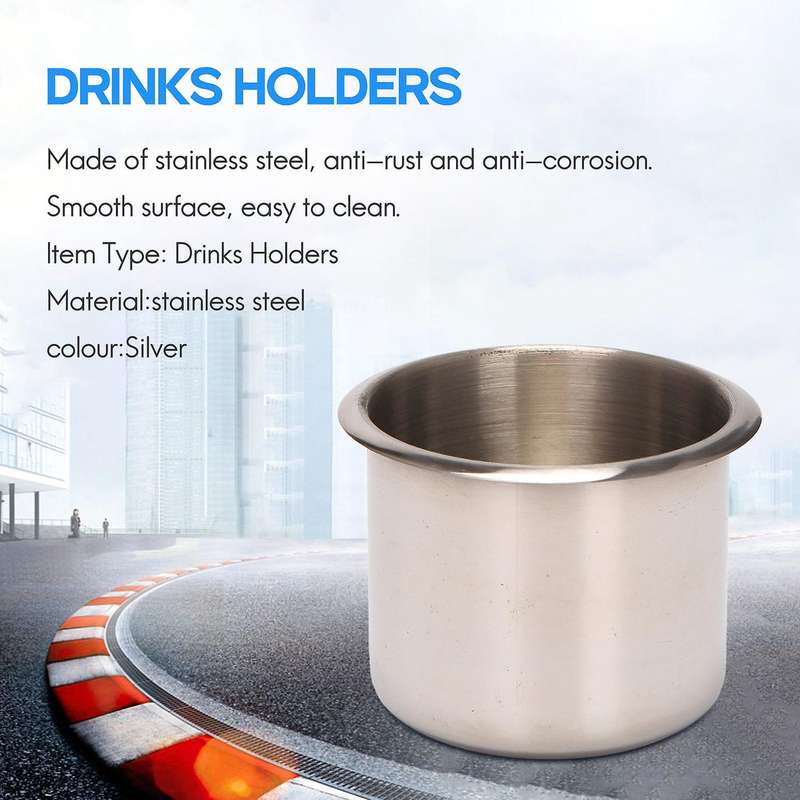 4Pcs Universal Boat Cup Holder 68X55mm Stainless Steel Drop in Drink Cup Holder for Poker Table Cou