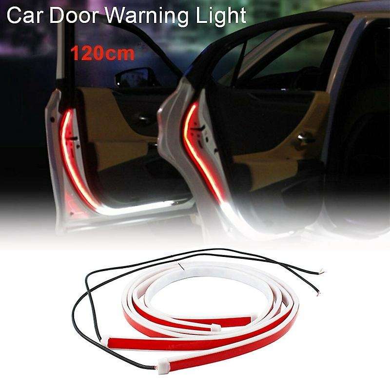 4PCS Universal Car Door Opening Warning LED Lights Dynamic Door Lamp Strip 120cm Waterproof Interior