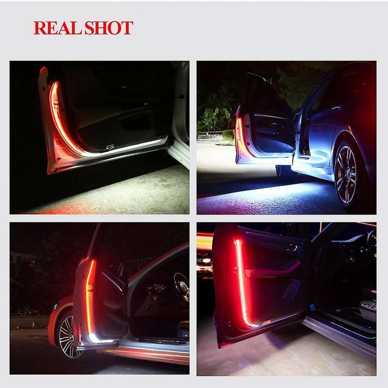 4PCS Universal Car Door Opening Warning LED Lights Dynamic Door Lamp Strip 120cm Waterproof Interior