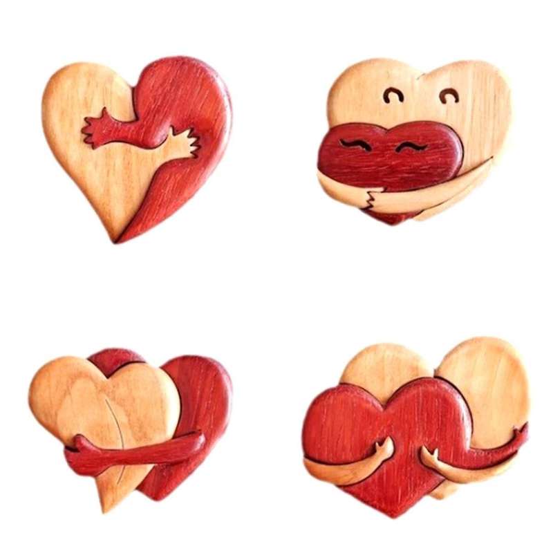 4Pcs Valentine's Day Heart Table Decor Tiered Tray Sign, Valentine's Day Sweet Heart Tabletop Wooden