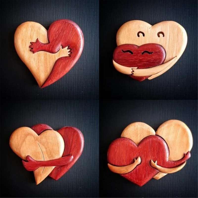 4Pcs Valentine's Day Heart Table Decor Tiered Tray Sign, Valentine's Day Sweet Heart Tabletop Wooden