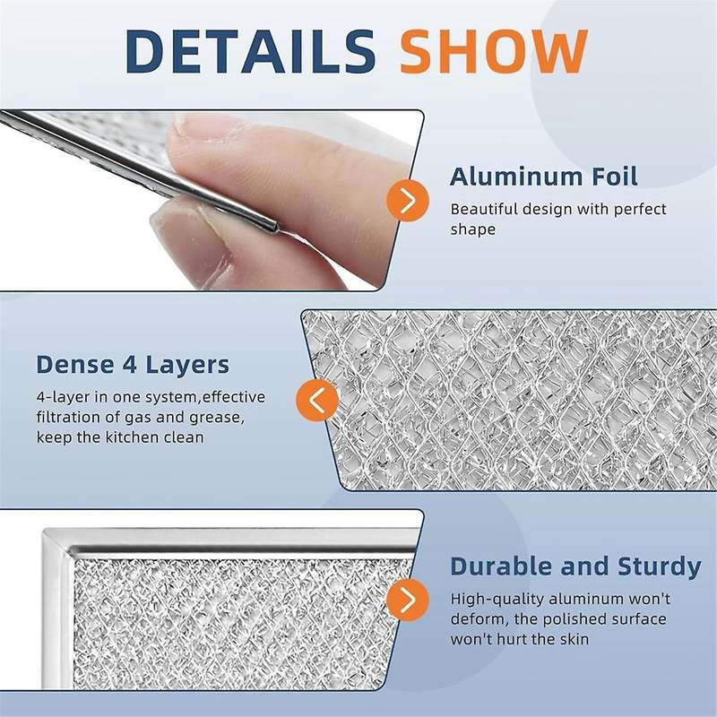 4PCS W10208631A Microwave Grease Filter Aluminum Mesh Filter for Microwaves Replaces Filter