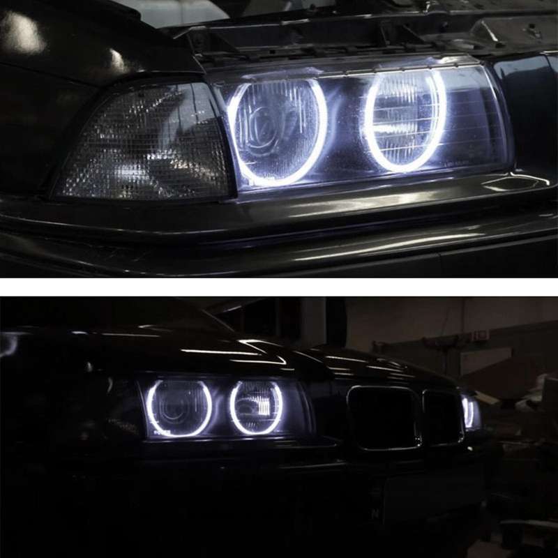 4Pcs White Headlight CCFL LED Angel Eyes Kit Halo Ring DRL Turn Signal Light CCFL Headlight Lamp For