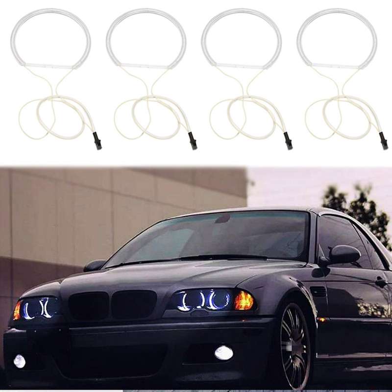 4Pcs White Headlight CCFL LED Angel Eyes Kit Halo Ring DRL Turn Signal Light CCFL Headlight Lamp For