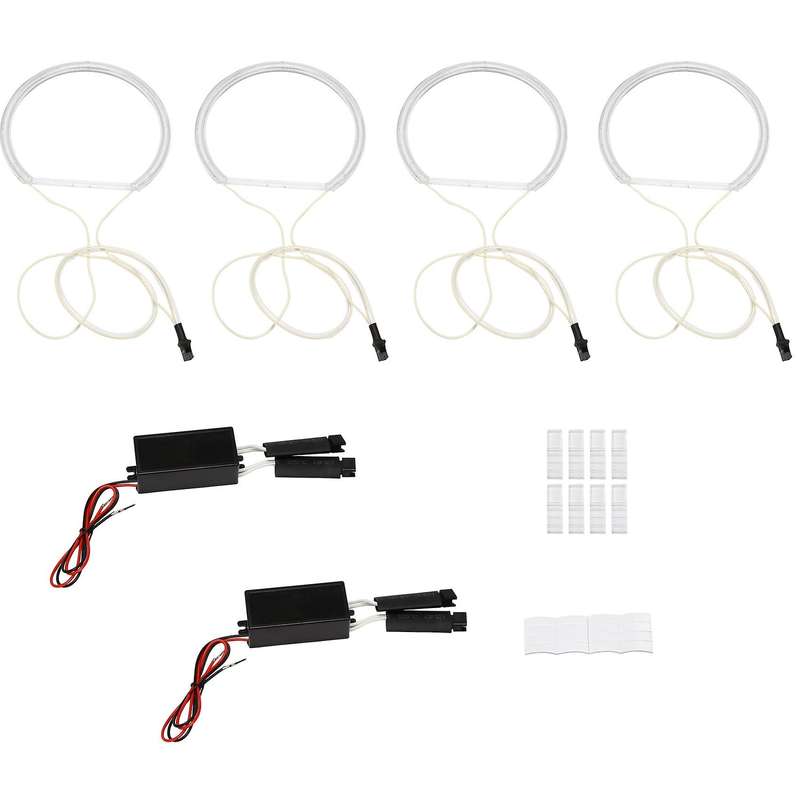 4Pcs White Headlight CCFL LED Angel Eyes Kit Halo Ring DRL Turn Signal Light CCFL Headlight Lamp For