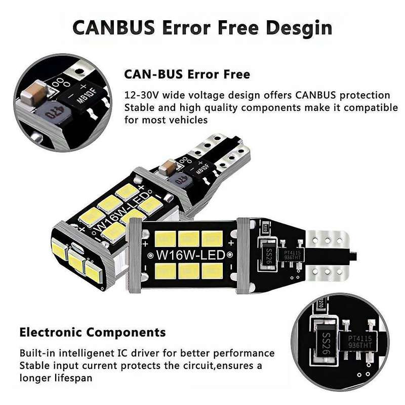 4Pcs White Canbus LED Bulb for Car Backup Reverse Lights 912 921 T15 W16W