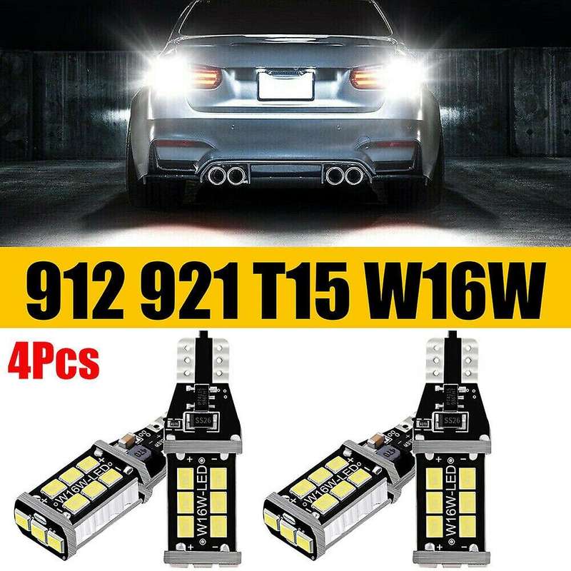 4Pcs White Canbus LED Bulb for Car Backup Reverse Lights 912 921 T15 W16W
