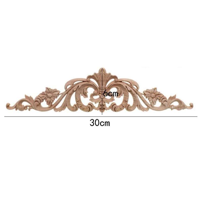 4Pcs Wood Carving Decal Furniture Corner Onlay Applique Home Decor