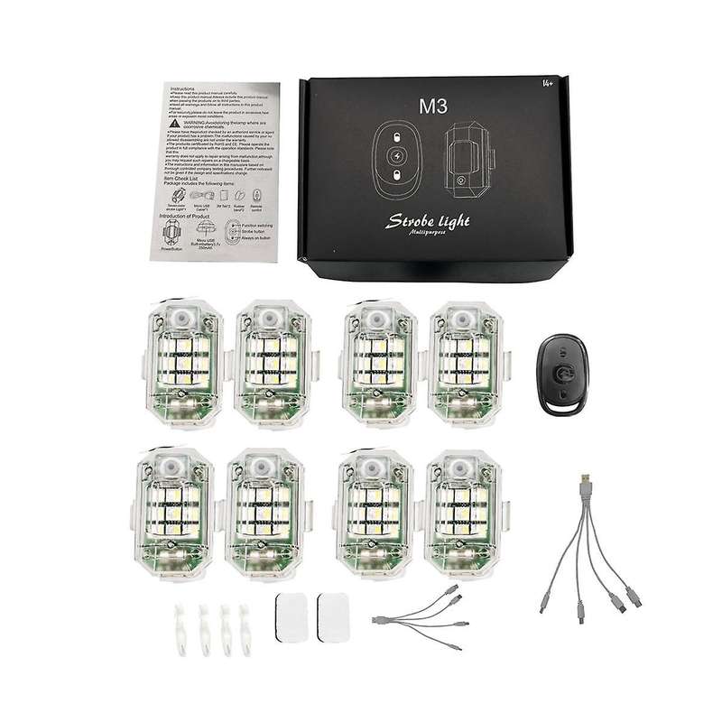 4pcs Wireless Remote Control Led Strobe Light for Car Motorcycle Bike 7 Colors Anti-collision Flash
