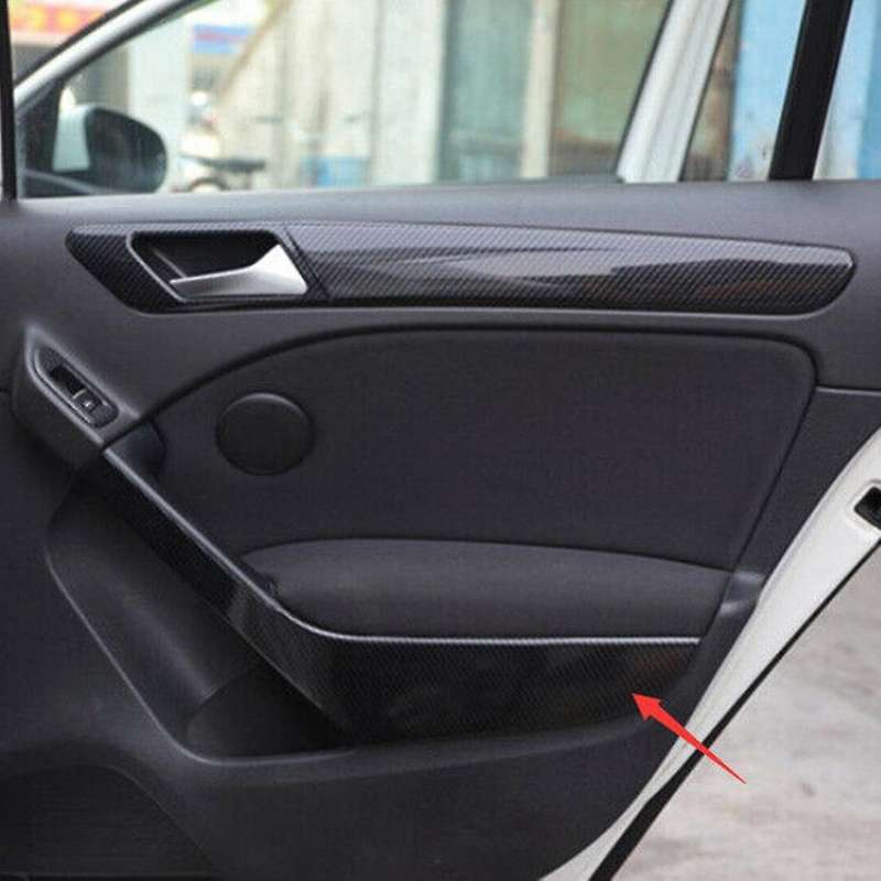 4pcs/lot Car Stickers Abs Carbon Fiber Grain Interior Door Armrest Decoration Cover for Golf 6 Mk6