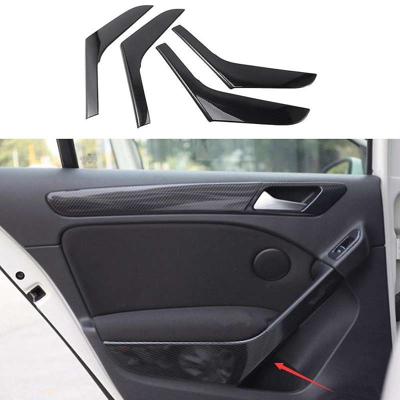 4pcs/lot Car Stickers Abs Carbon Fiber Grain Interior Door Armrest Decoration Cover for Golf 6 Mk6