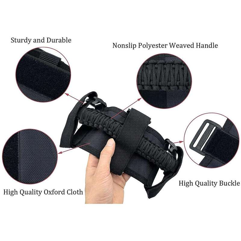4Pcs/Pack Roll Bar Paracord Grab Handles Grip Handles for JK TJ JL CJ YJ -2021 JT UTV ATV (Black)