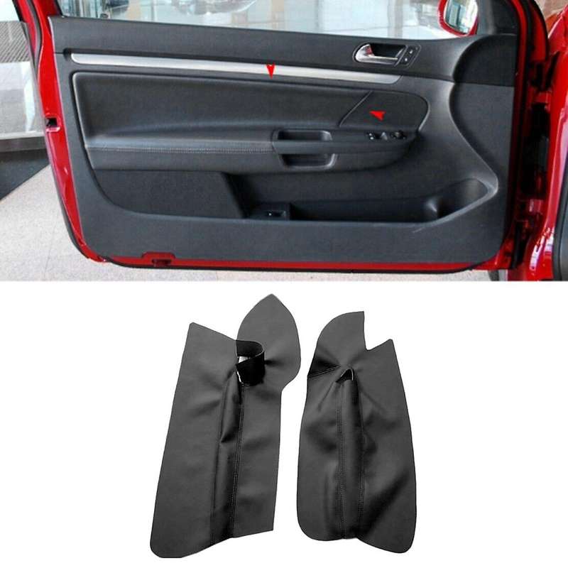 4Pcs/Set Black LHD 4 Doors Armrest Panel Leather Cover Inner Trim for Golf MK5 2005-2010 with Tools