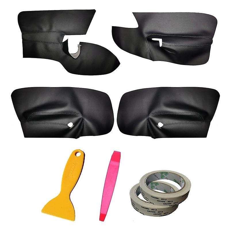 4Pcs/Set Black LHD 4 Doors Armrest Panel Leather Cover Inner Trim for Golf MK5 2005-2010 with Tools