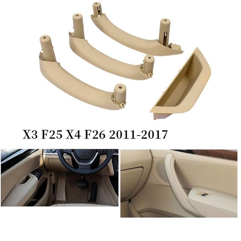 4Pcs/Set Car Interior Inner Door Handle Pull Trim Bowl for  F25 F26 X3 X4 2011-2017 Cream Color
