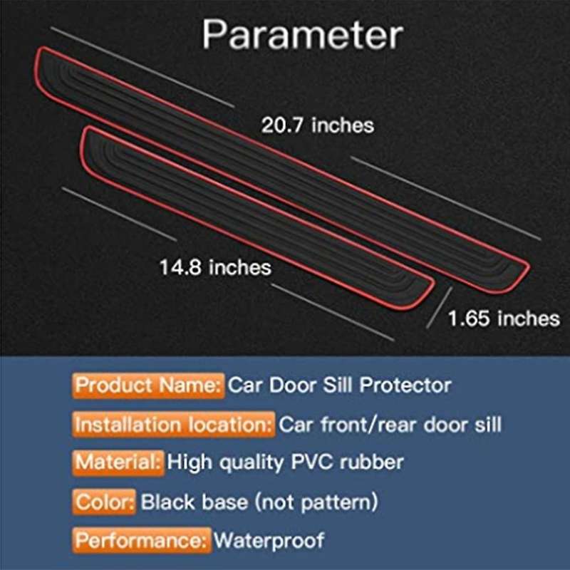 4Pcs/Set Door Sill Plate Protectors for Car All Models,Black PVC Soft Rubber Front/Rear Door Sill Sc